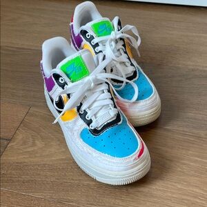 Nike Air Force 1 Colorful Sneakers with Blue and Purple